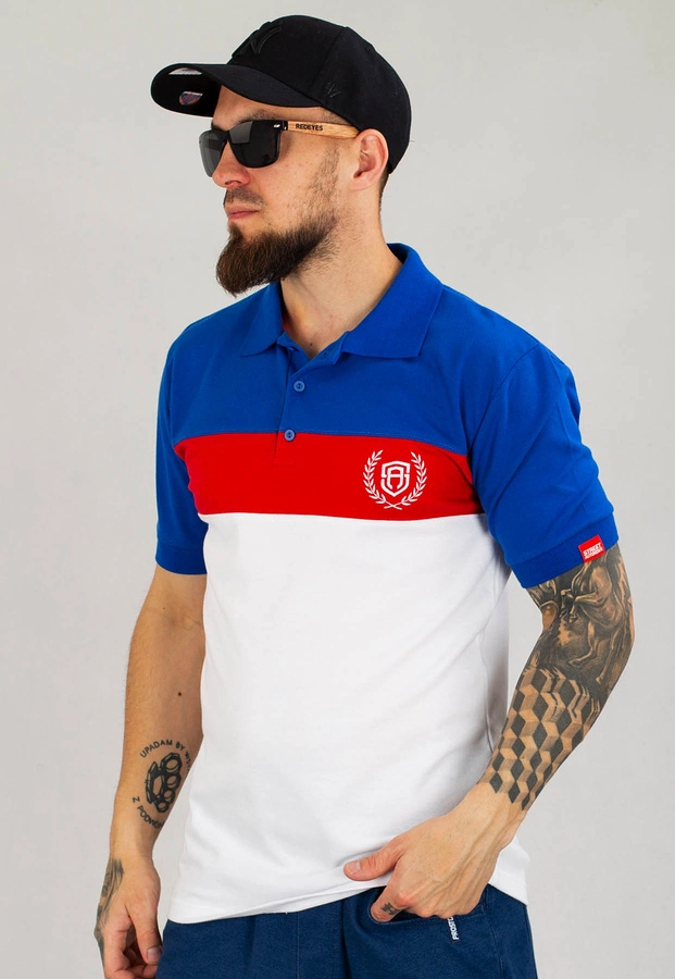 T-shirt Polo Street Autonomy Laur niebiesko czerwono biały