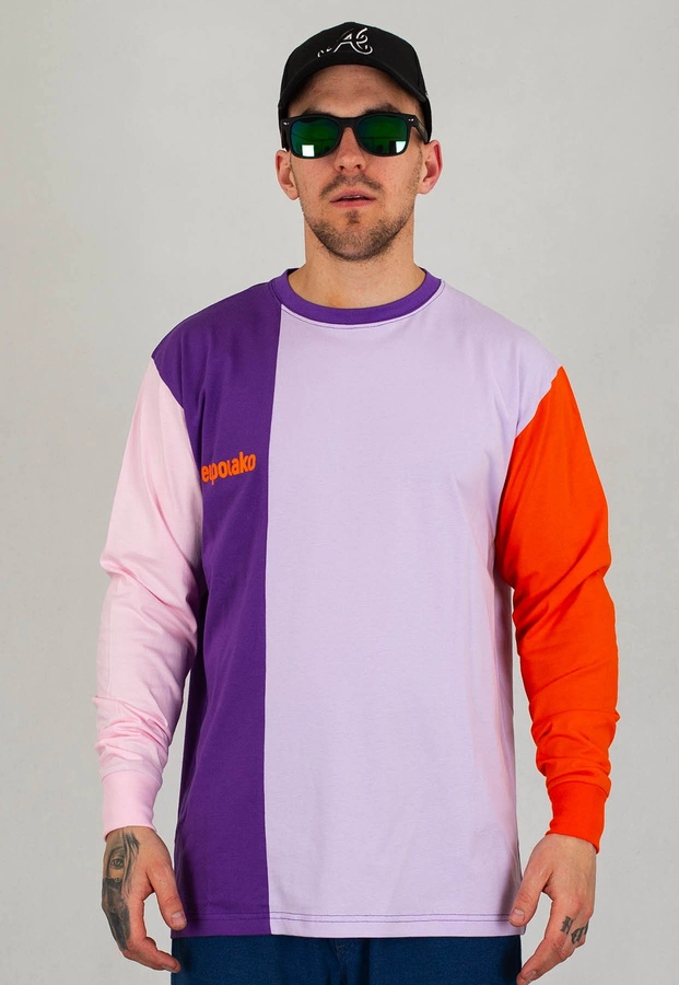 Longsleeve El Polako Cut Half fioletowo różowo pomarańczowy