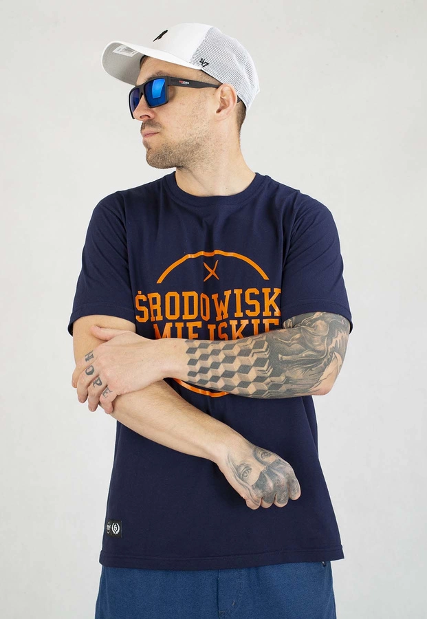 T-shirt Środowisko Miejskie Theme granatowo pomarańczowy