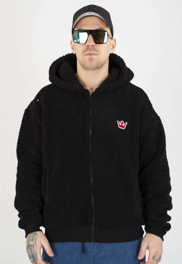 Bluza Jigga Wear Z Kapturem Teddy Simple Crown Oversize Zip czarna
