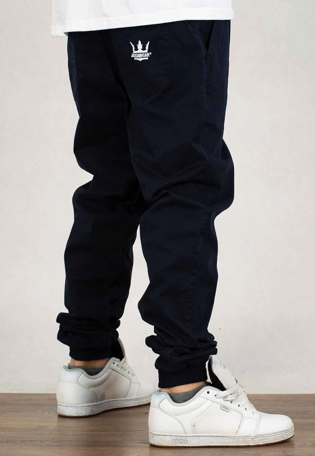 Spodnie Jigga Wear Crown Stitch Jogger granatowo białe