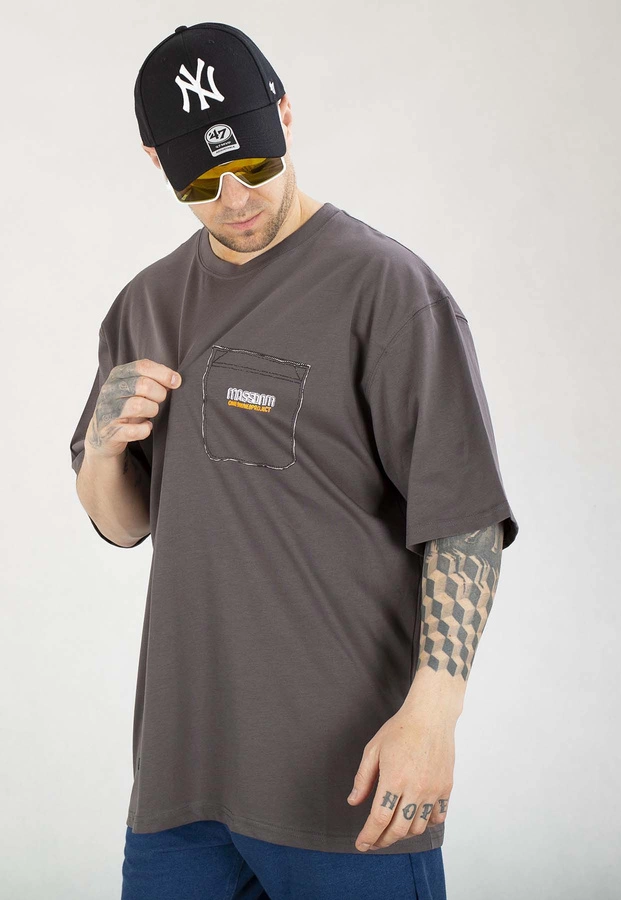 T-shirt Mass Fake Pocket grafitowy
