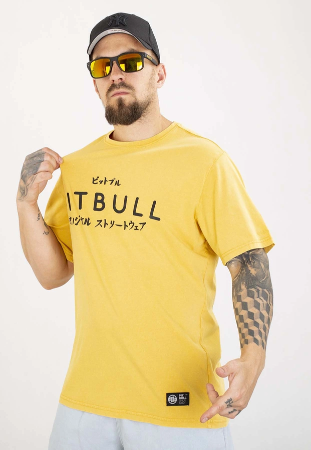 T-shirt Pit Bull Mt.Fuji 190 washed yellow