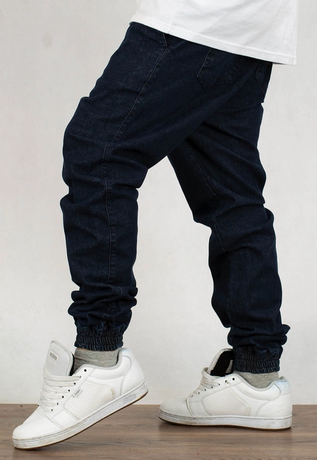 Spodnie Ganja Mafia Jeans Jogger Podpis Gold granatowe