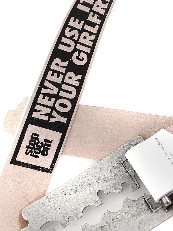 Pasek Stoprocent Razor biało srebrny