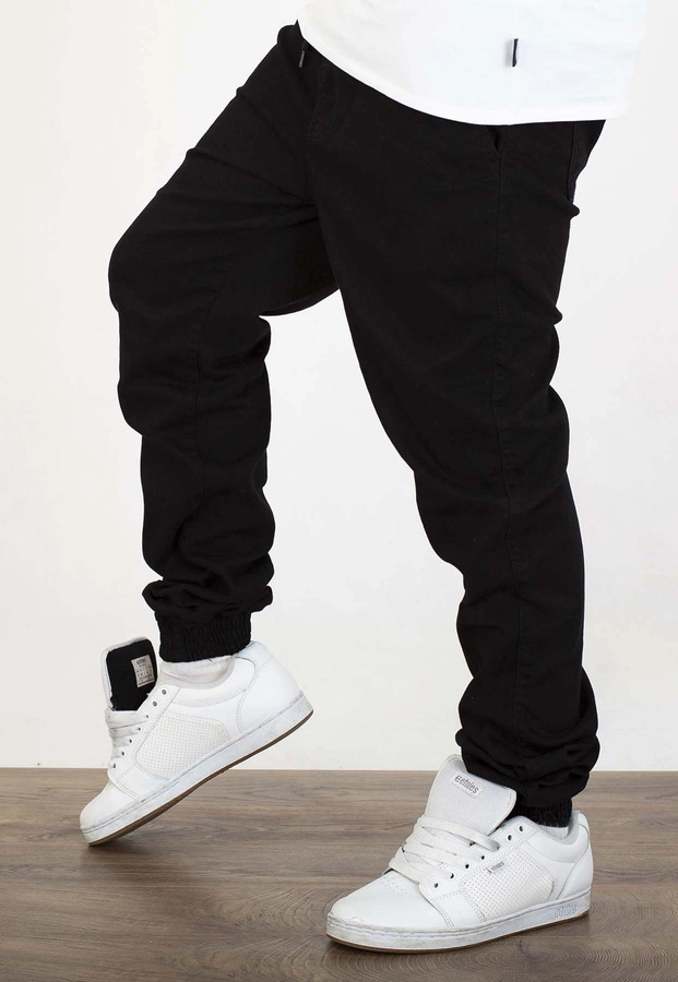 Spodnie Grube Lolo Dymek Back Haft czarno białe