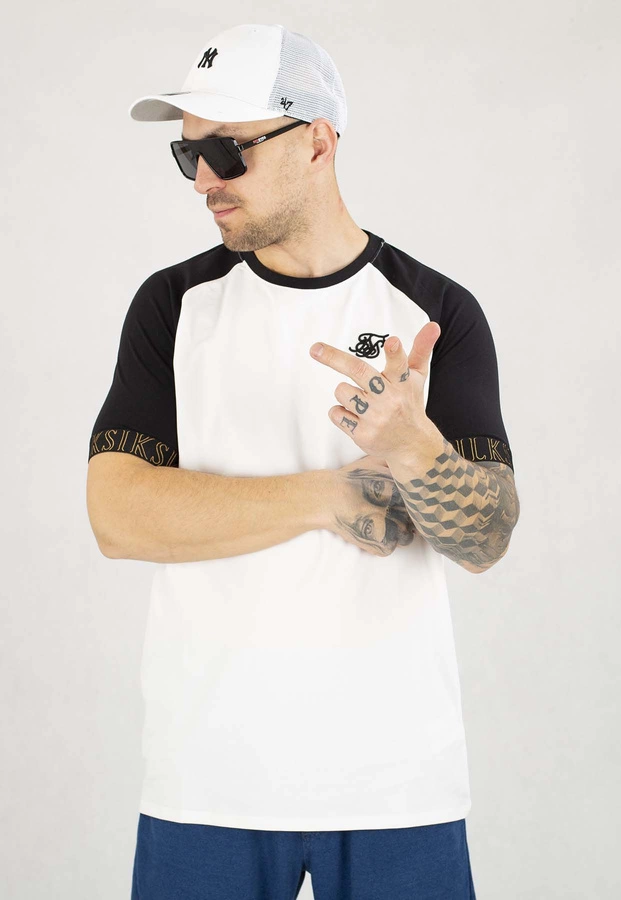 T-shirt SikSilk Tech SS-26771 biało czarny