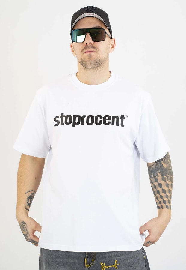 T-shirt Stoprocent Classic Logo biały