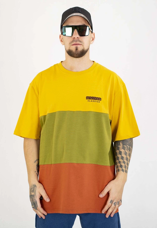 T-shirt Mass Zone żółto oliwkowo pomarańczowy