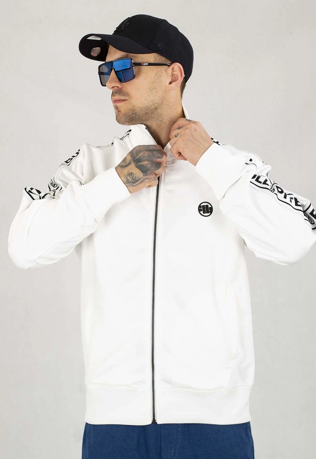 Bluza Pit Bull Bez Kaptura Zip Tape Logo biała