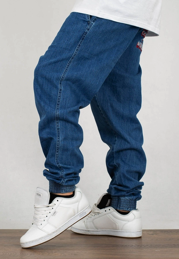 Spodnie El Polako Joggery Slim Jeans z Gumą Ep Cow light