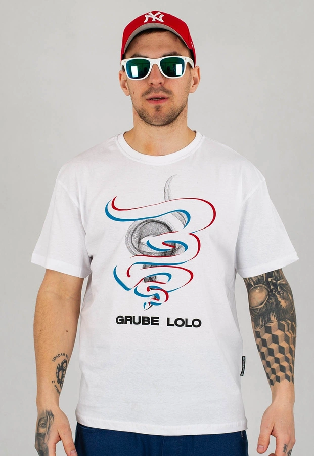 T-shirt Grube Lolo Outline Big biały