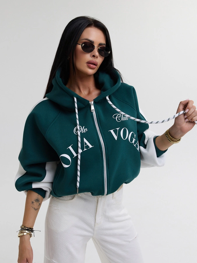 Bluza Olavoga Z Kapturem Zip Ashen Sky zielona