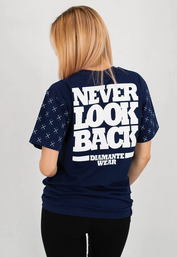 T-shirt Diamante Wear Never Look Back granatowy