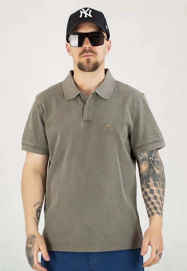 T-shirt Polo Pit Bull Washed Pique Small Logo dark brown
