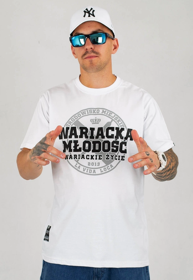 T-shirt Środowisko Miejskie Wariacka Młodość biały