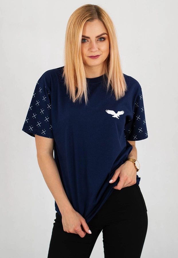 T-shirt Diamante Wear Never Look Back granatowy