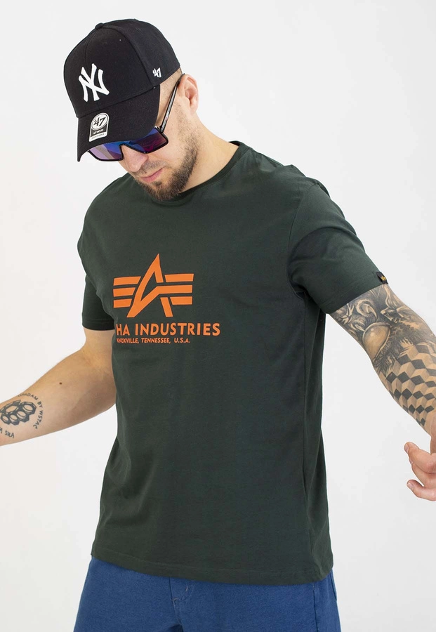 T-shirt Alpha Industries Basic 100501 ciemno zielony