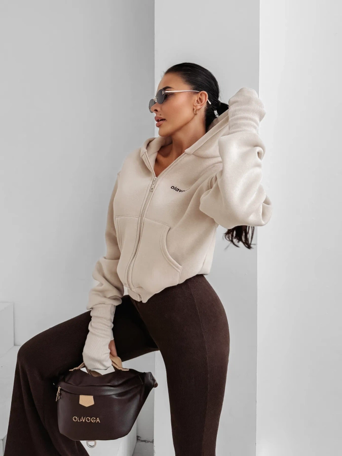 Bluza Olavoga Z Kapturem ZIP Autumn Tale beżowa