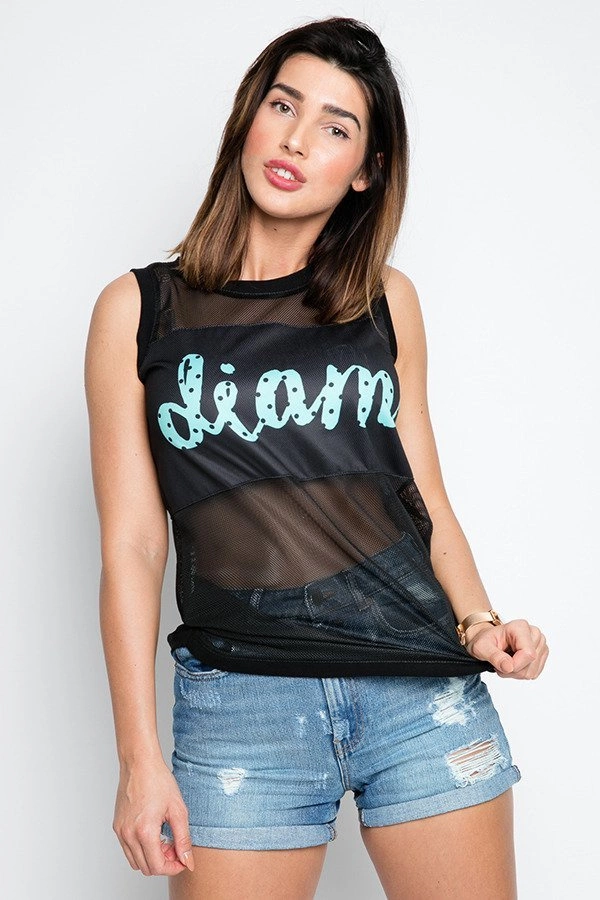 Tank Diamante Wear Diam Mesh czarny