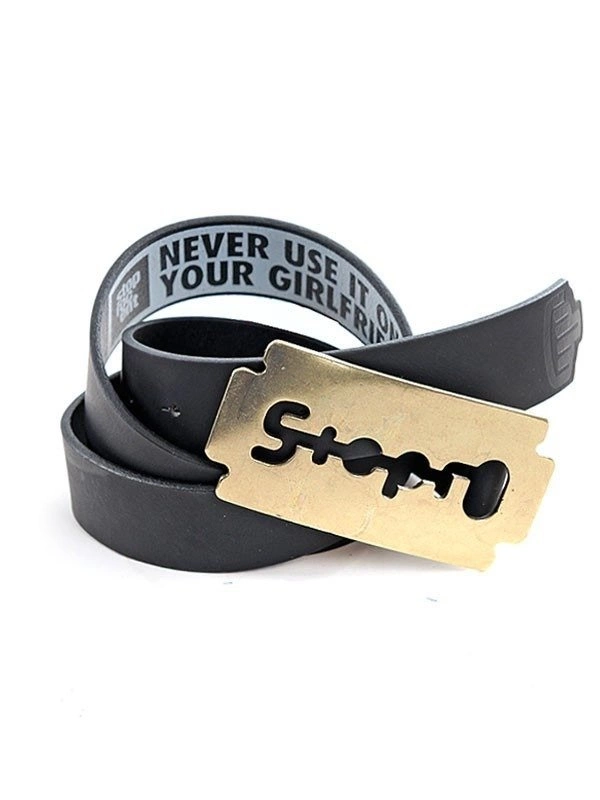 Pasek Stoprocent Razor czarno złoty