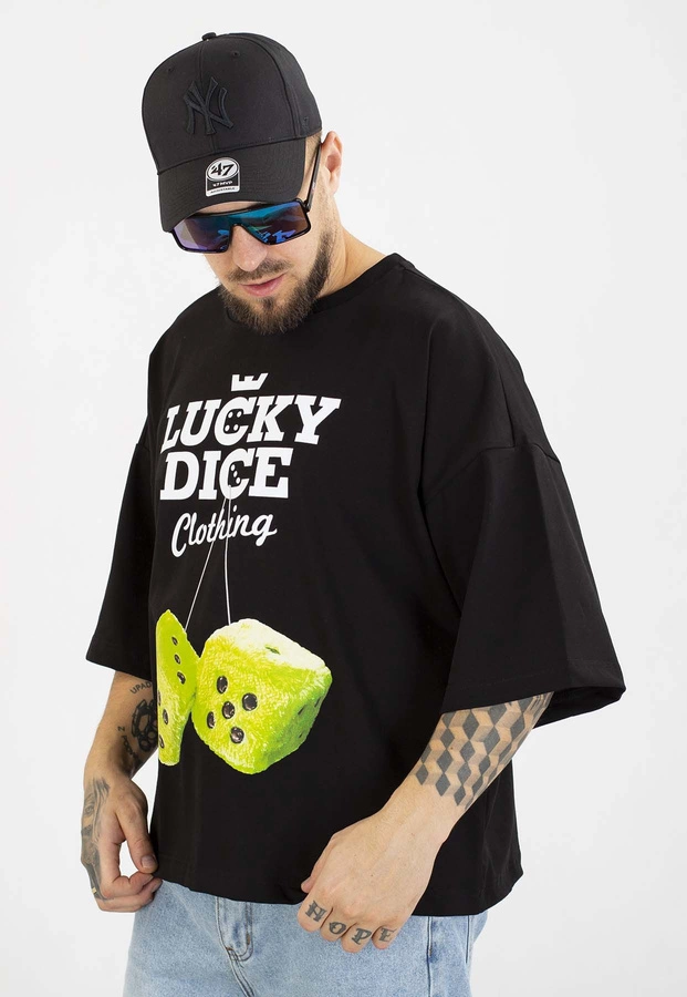 T-shirt Lucky Dice Boxy Front Truck czarno limonkowy