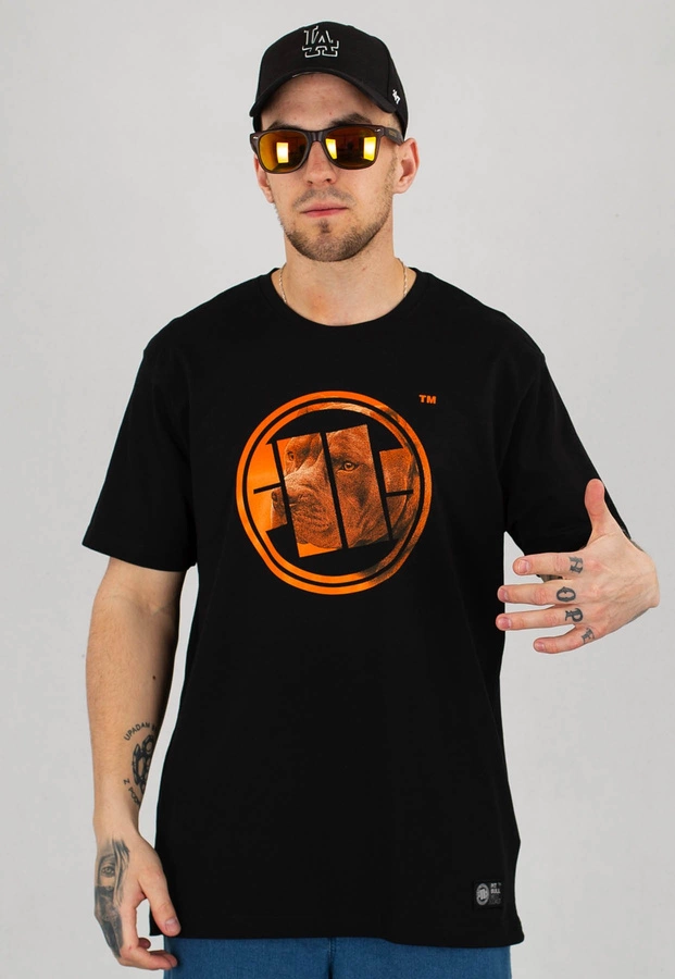 T-shirt Pit Bull Orange Dog czarny