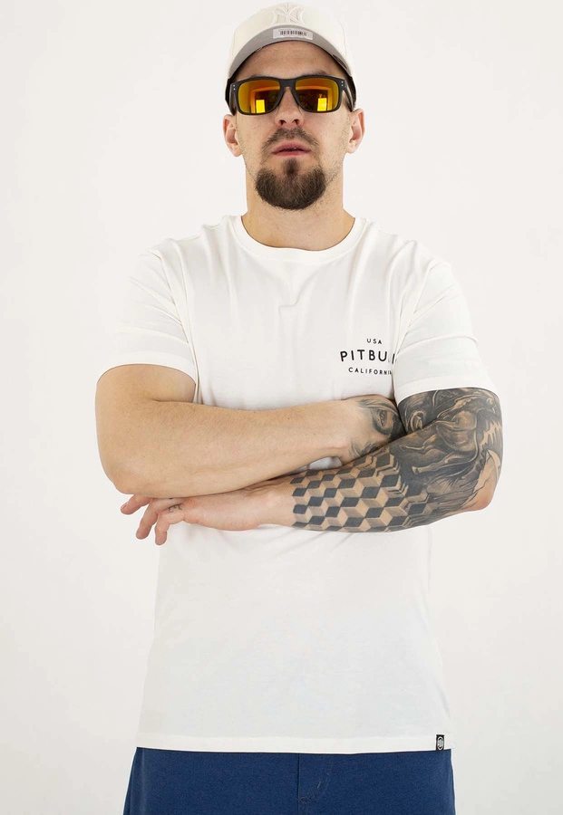 T-shirt Pit Bull Slim Fit USA Cal 140 off white