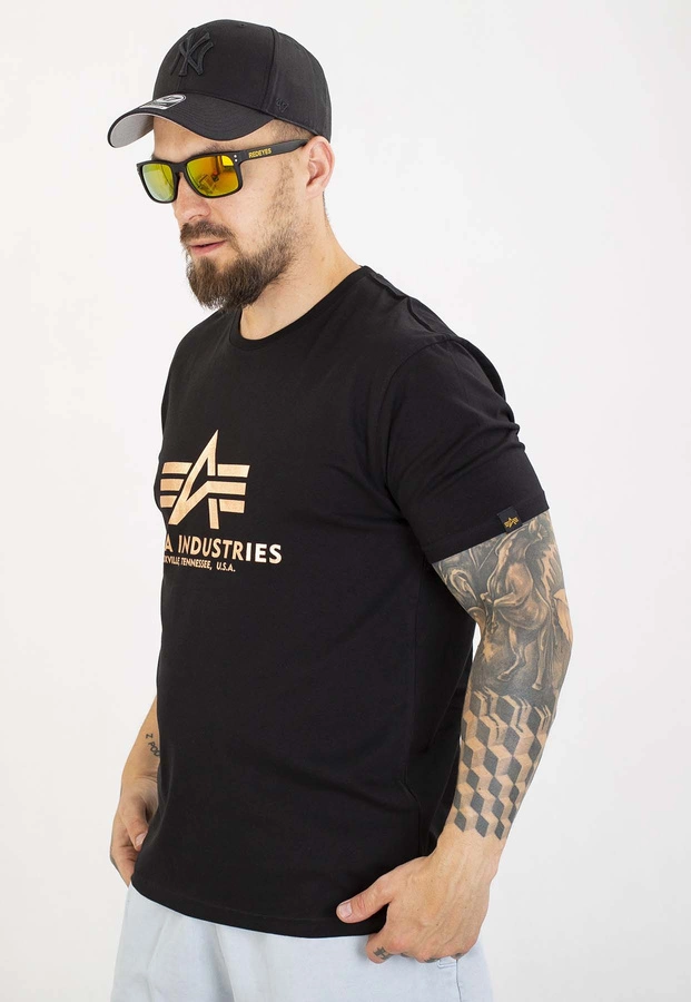 T-shirt Alpha Industries Basic Foil Print 100501FP czarno złoty