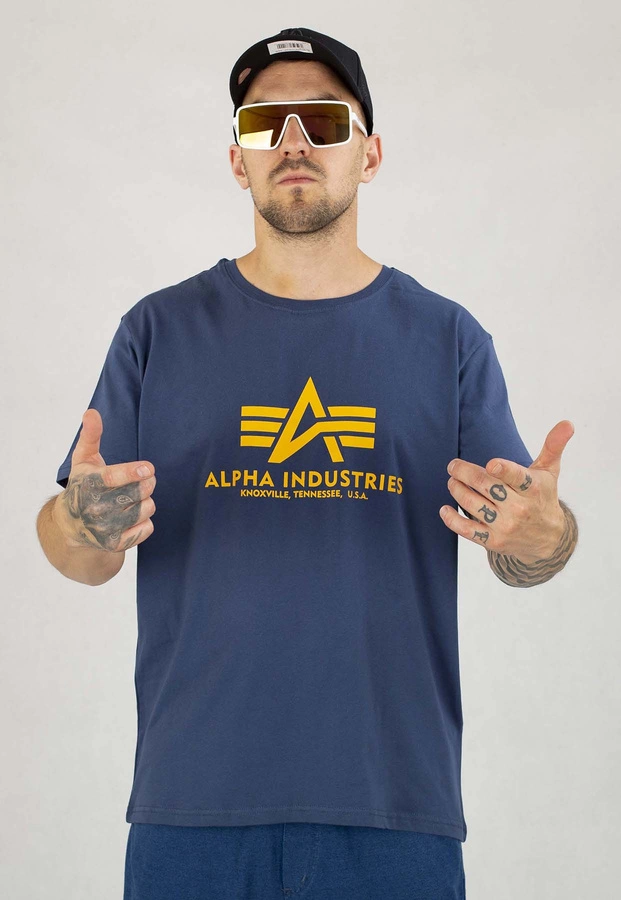 T-shirt Alpha Industries Basic 100501 niebiesko żółty 