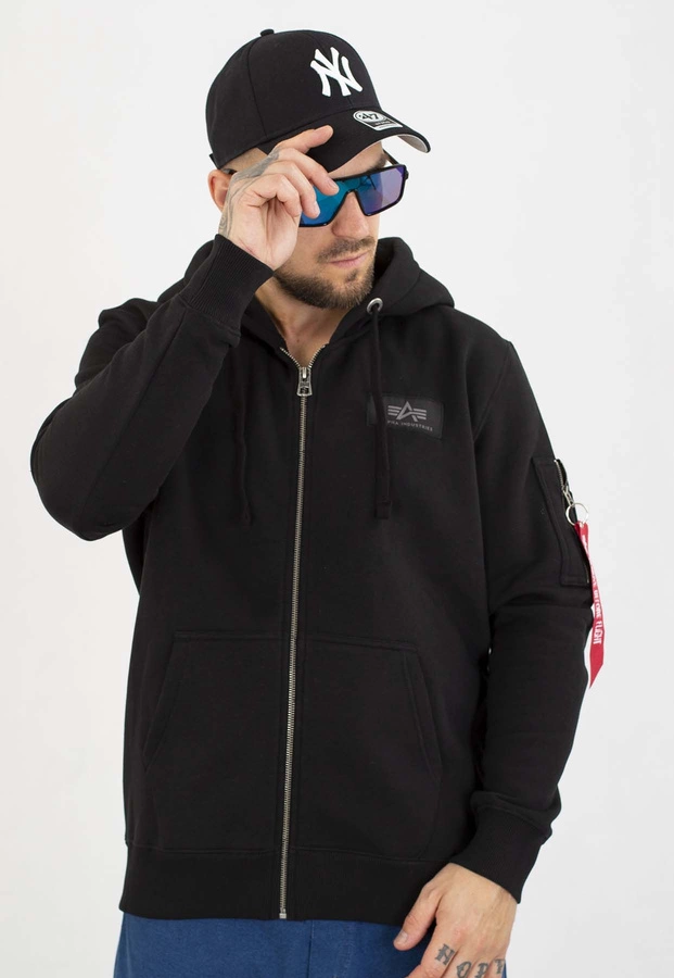 Bluza Alpha Industries ZIP Z Kapturem Back Print 128342 czarna