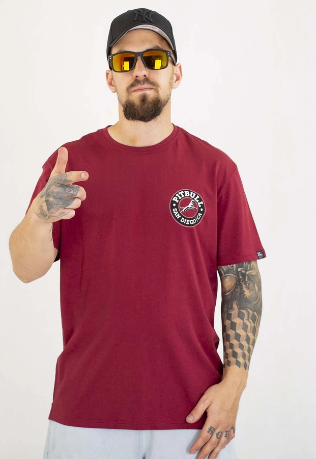 T-shirt Pit Bull San Diego Ca Black 170 burgundy