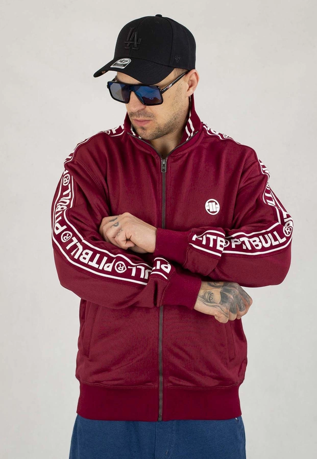 Bluza Pit Bull Bez Kaptura Zip Tape Logo bordowa