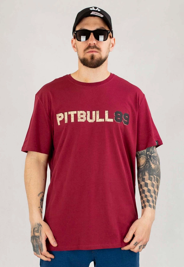 T-shirt Pit Bull Dog 89 bordowy