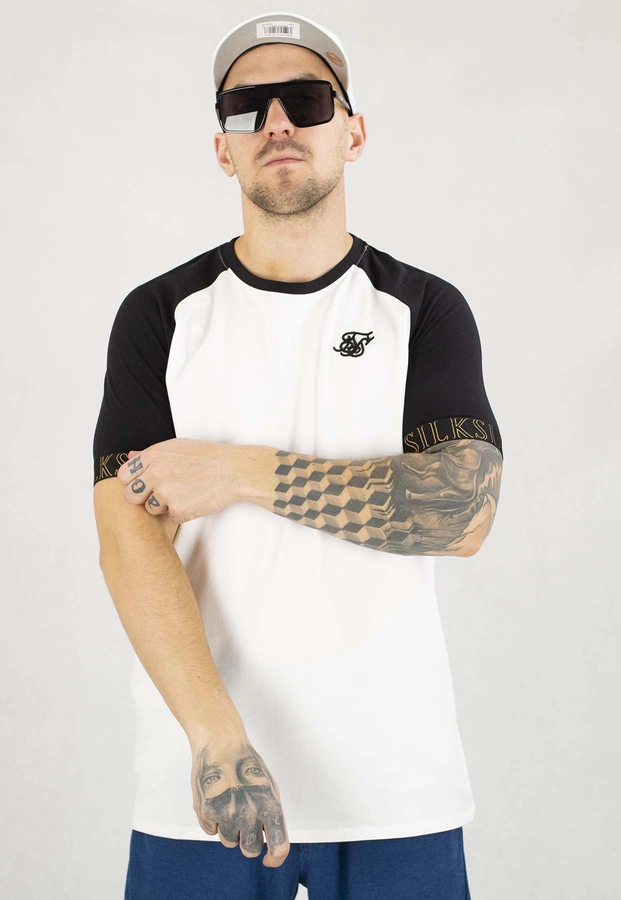 T-shirt SikSilk Tech SS-26771 biało czarny