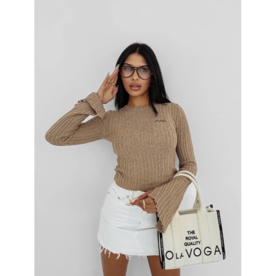 Longsleeve Olavoga Zirra beżowy