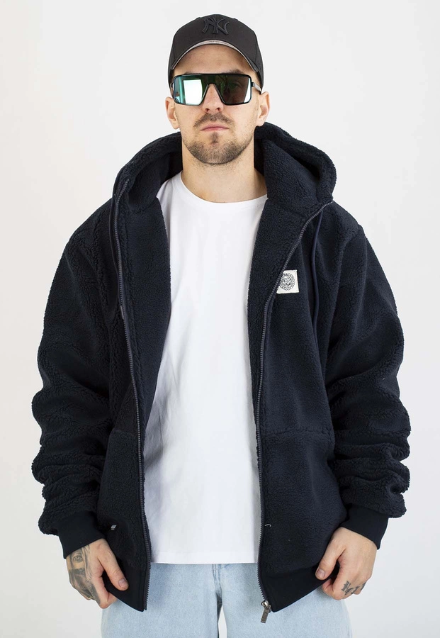 Kurtka Mass Z Kapturem Zimowa ZIP Patch Teddy granatowa
