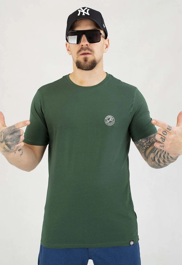 T-shirt Pit Bull Slim San Diego CA Small Logo 140 bottle green
