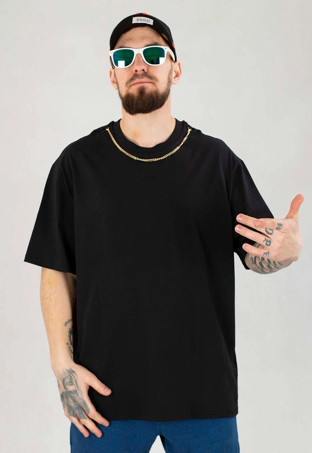 T-shirt SikSilk Chain Oversized SS-22602 czarny