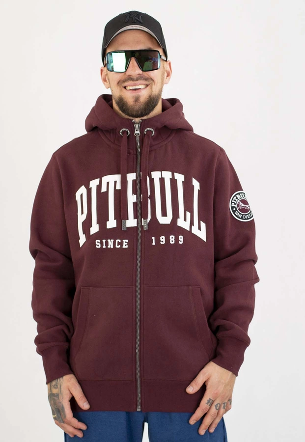 Bluza Pit Bull Z Kapturem ZIP Norton dark burgundy