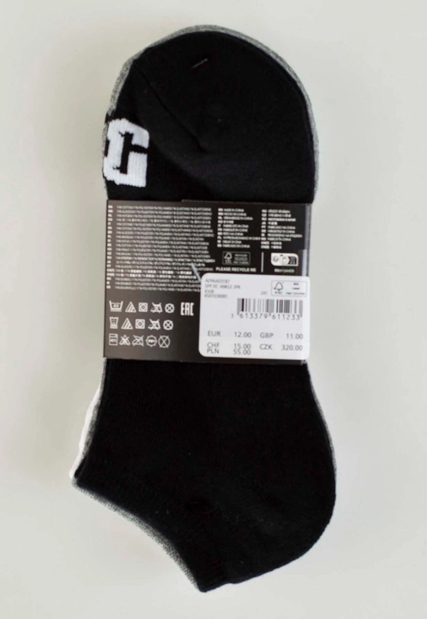 Skiety DC Shoes DC Ankle 3PAK ADYAA03187-KVJ8 białe czarne szare