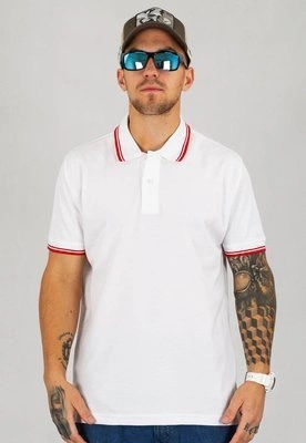 T-shirt Polo Niemaloga Stripes biało czerwony