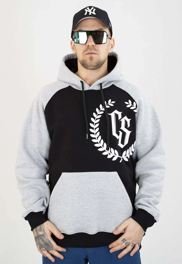 Bluza Ciemna Strefa Z Kapturem CS Reglan czarno szara