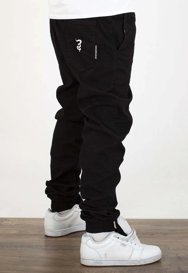 Spodnie Grube Lolo Dymek Back Haft czarno białe