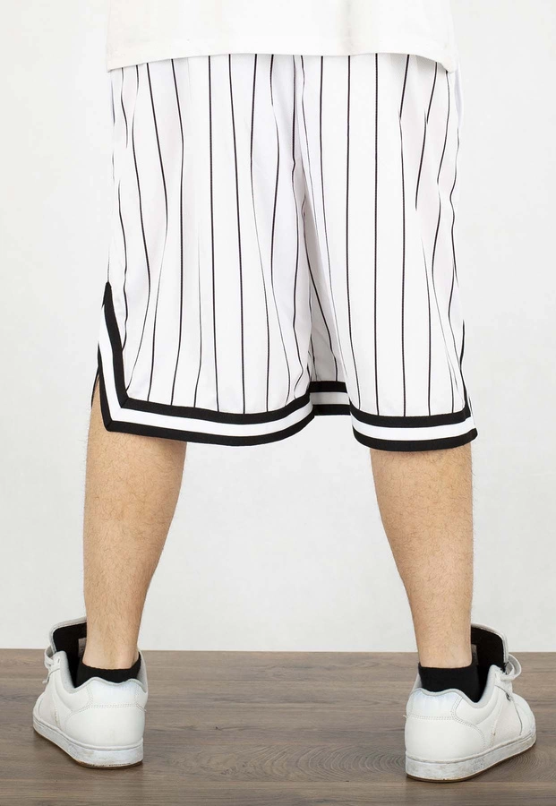 Spodenki Karl Kani Small Signature Pinstripe Mesh 6014921 biało czarne