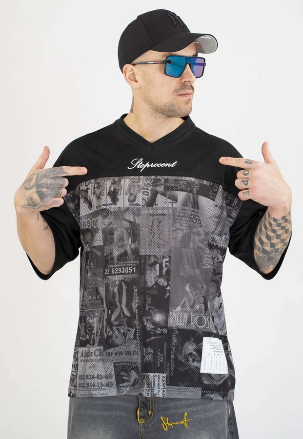 T-shirt Stoprocent Jersey Flyers czarno szary