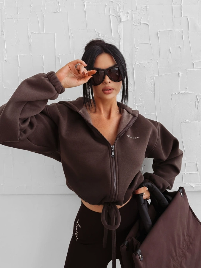 Bluza Olavoga Z Kapturem ZIP Linos brązowa