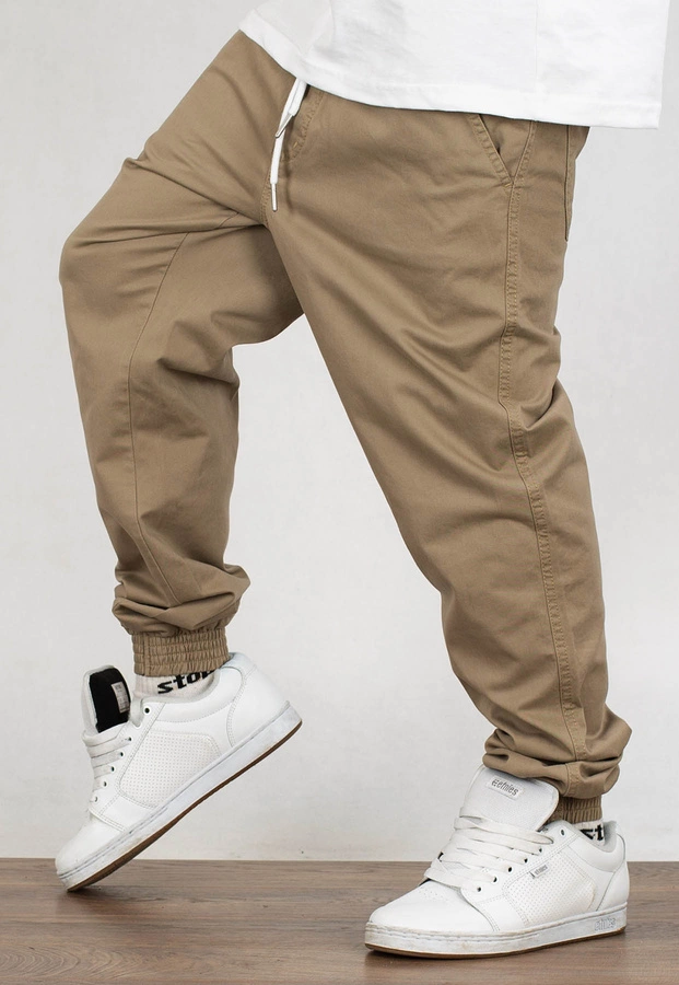 Spodnie El Polako Joggery Slim Stripe beżowe