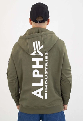 Bluza Alpha Industries ZIP Z Kapturem Back Print 128342 oliwkowa