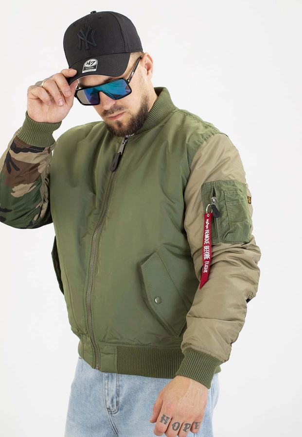 Kurtka Alpha Industries MA-1 Camo Back Embroidery 258120 zielona